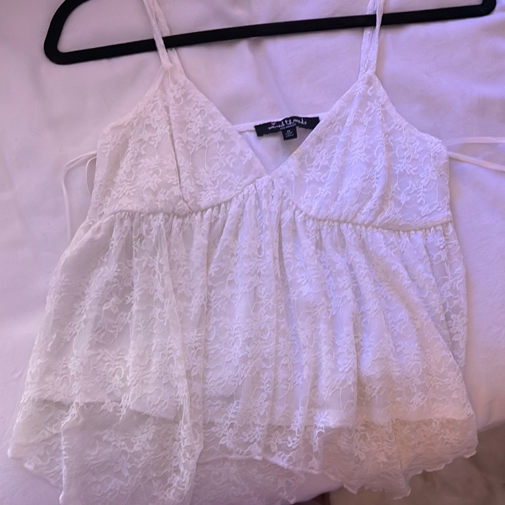 White Asymmetrical Ruffled Camisole Top